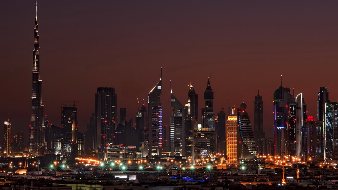 Обои городской пейзаж, город, метрополия, городской район, линия горизонта в разрешении 1366x768