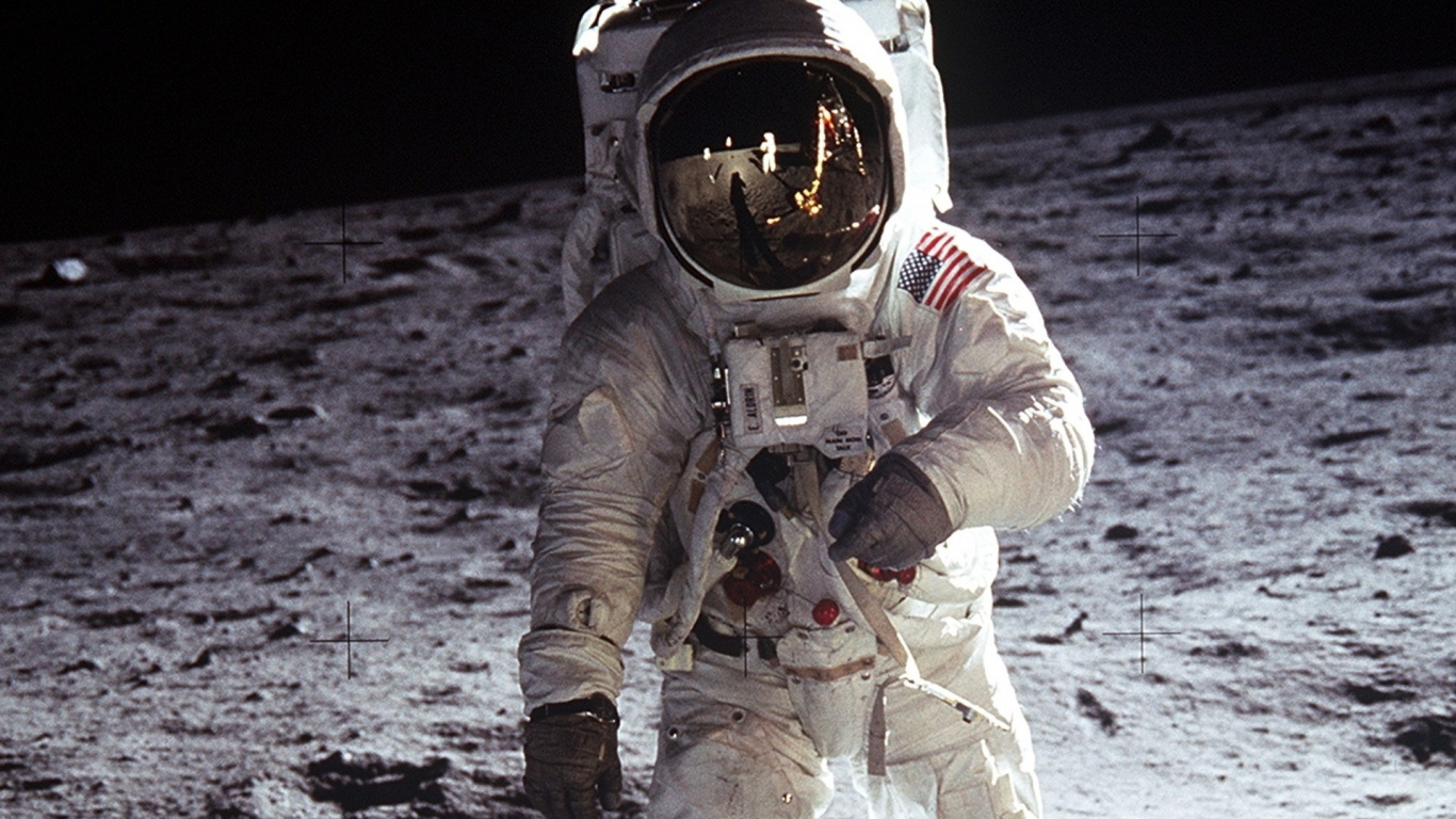 Обои Аполлон 11, НАСА, луна, проект Gemini, астронавт в разрешении 1366x768