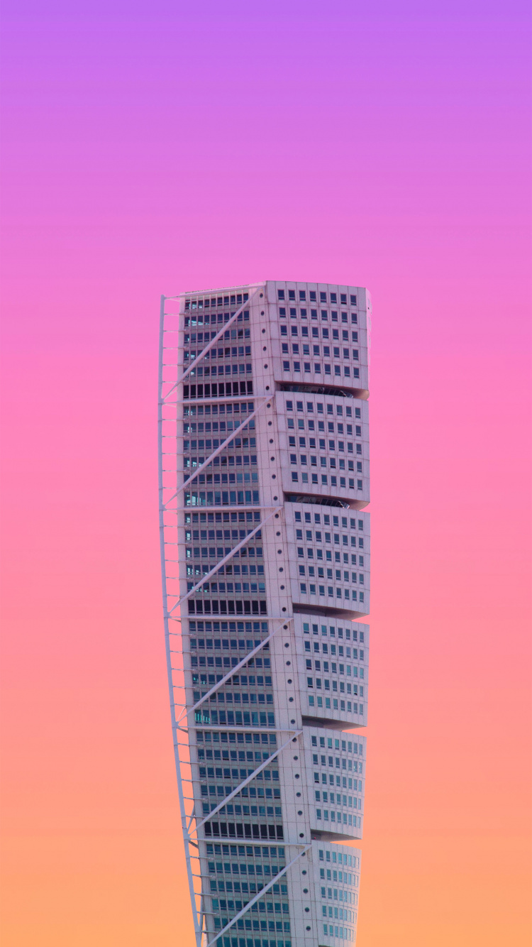 Обои Сканияпаркен, здание, небоскреб, пурпур, вышка в разрешении 750x1334
