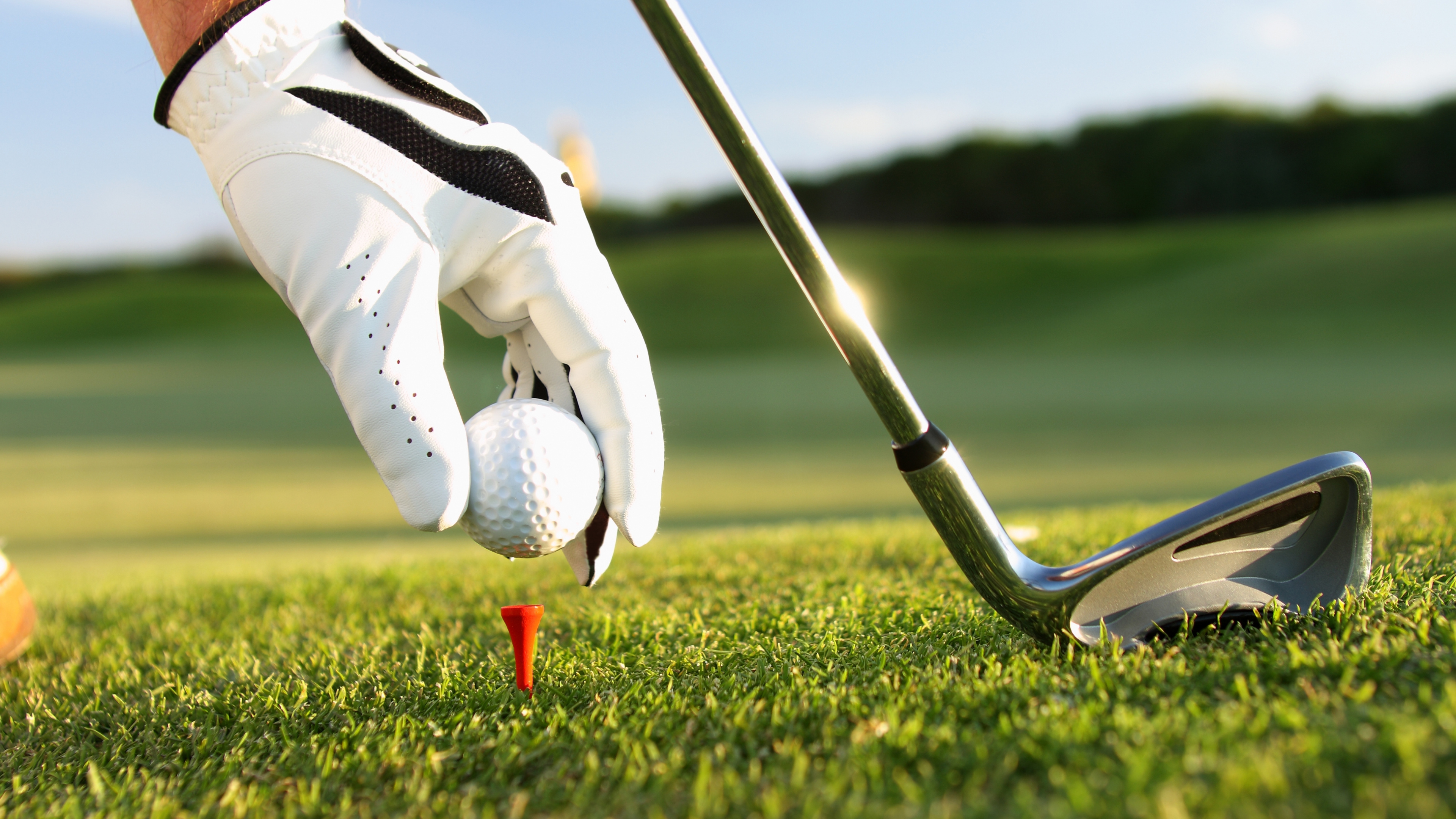 Обои площадка для гольфа, гольф, питч и патт, досуг, гольфист в разрешении 3840x2160