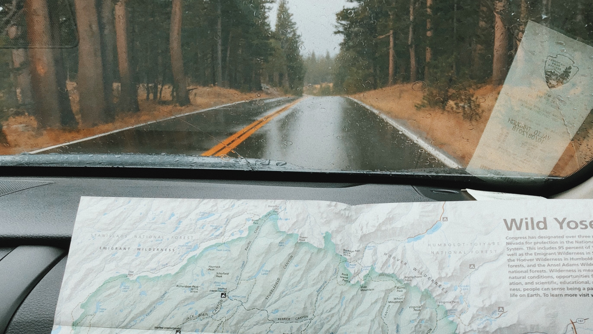 Обои дорога, ветровое стекло, дерево, инфраструктура, автомобильная часть окна в разрешении 1920x1080