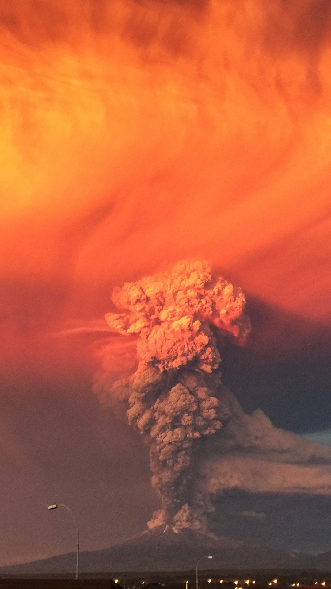 Обои Кальбуко, вулкан, Этна, вулканический пепел, облако в разрешении 1080x1920