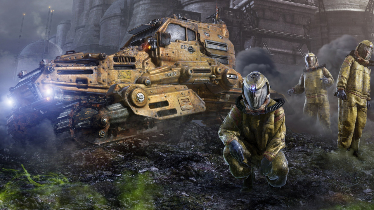 Обои компьютерная игра, боевая машина, бак, военный автомобиль, солдат в разрешении 1280x720