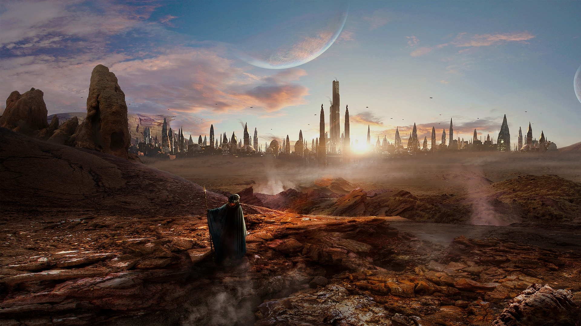 Обои арт, иллюстрация, атмосфера, пейзаж, горизонт в разрешении 1920x1080