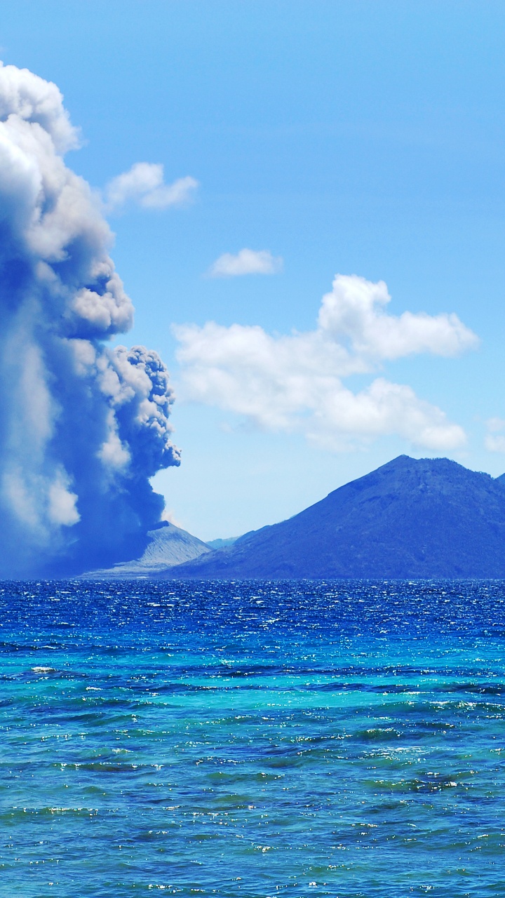Обои вулкан Тавурвур, Тавурвур, Рабаул, новая Гвинея, вулкан в разрешении 720x1280