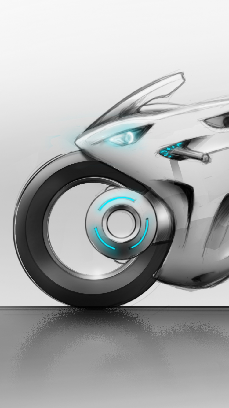 Обои рисование, мотоцикл, эскиз, карандаш, колесо в разрешении 750x1334