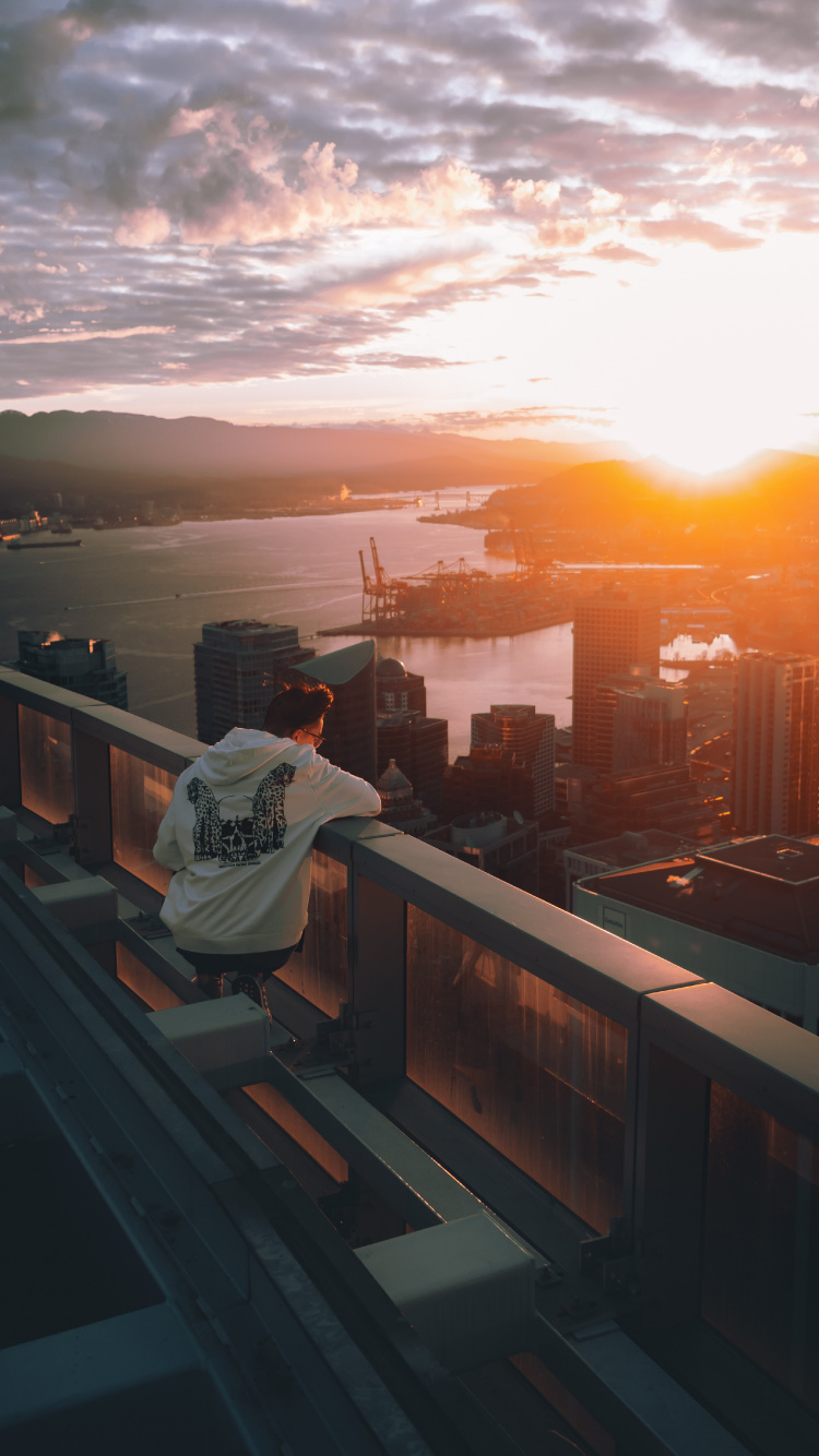 Обои закат, горизонт, вечер, восход солнца, облако в разрешении 750x1334