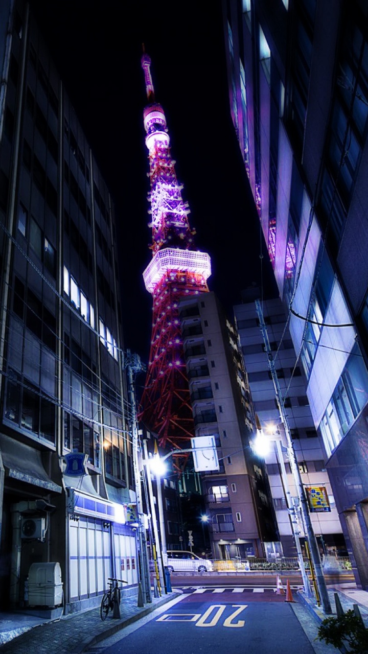 Обои токийская башня, метрополия, архитектура, город, свет в разрешении 720x1280