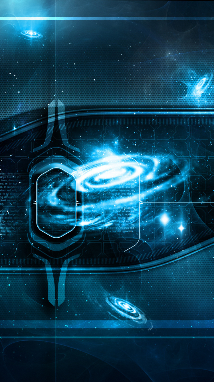 Обои синий, электрик, графика, технологии, космос в разрешении 750x1334