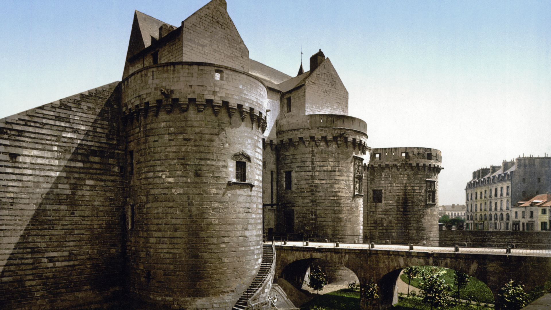 Обои замок, фортификация, средневековая архитектура, здание, ров в разрешении 1920x1080