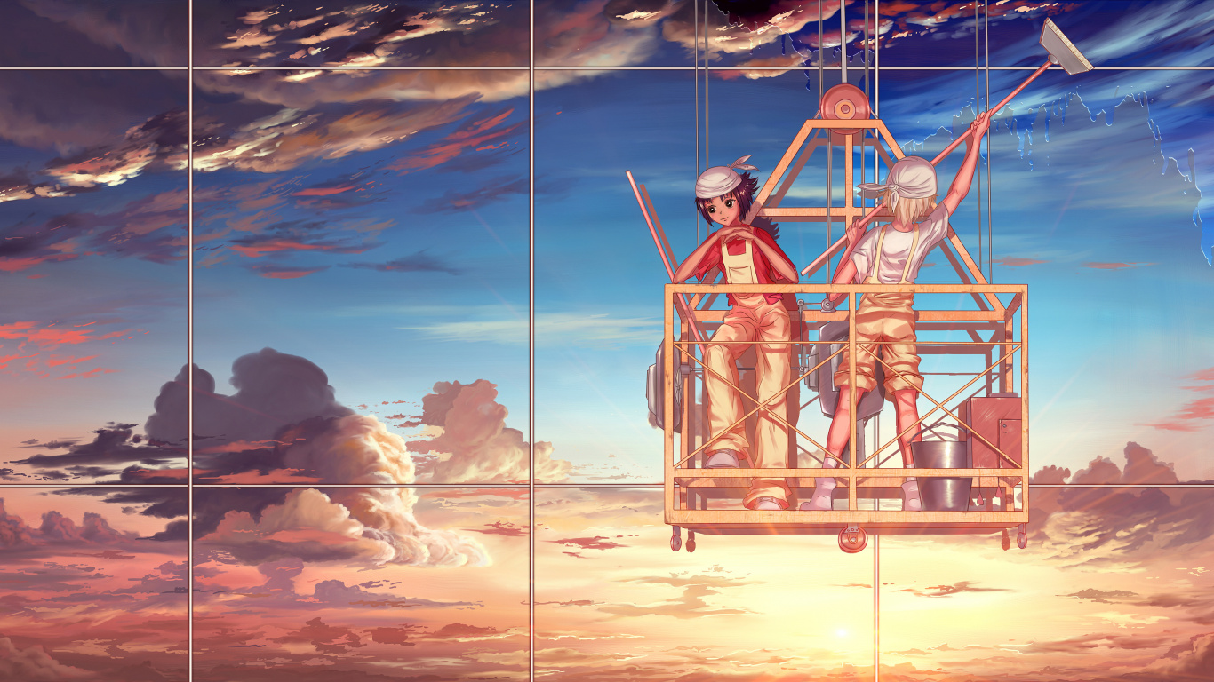 Обои облако, отражение, арт, искусство, небо в разрешении 1366x768