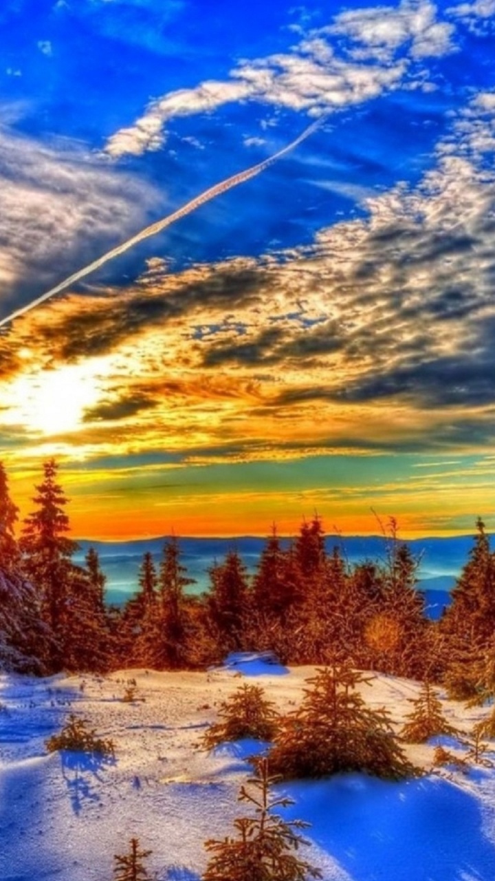 Обои природа, зима, облако, утро, тундра в разрешении 720x1280