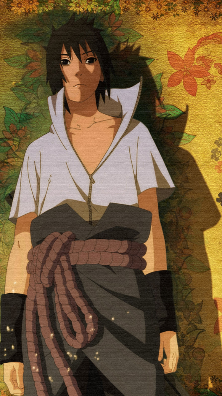 Обои Саске Учиха, Наруто Узумаки, иллюстрация, осень, девушка в разрешении 750x1334
