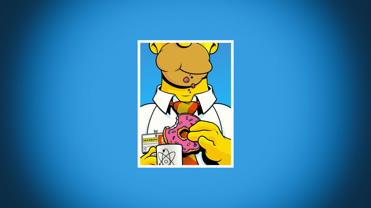 Обои Гомер Симпсон, рисование, пончик, мультфильм, текст в разрешении 1280x720