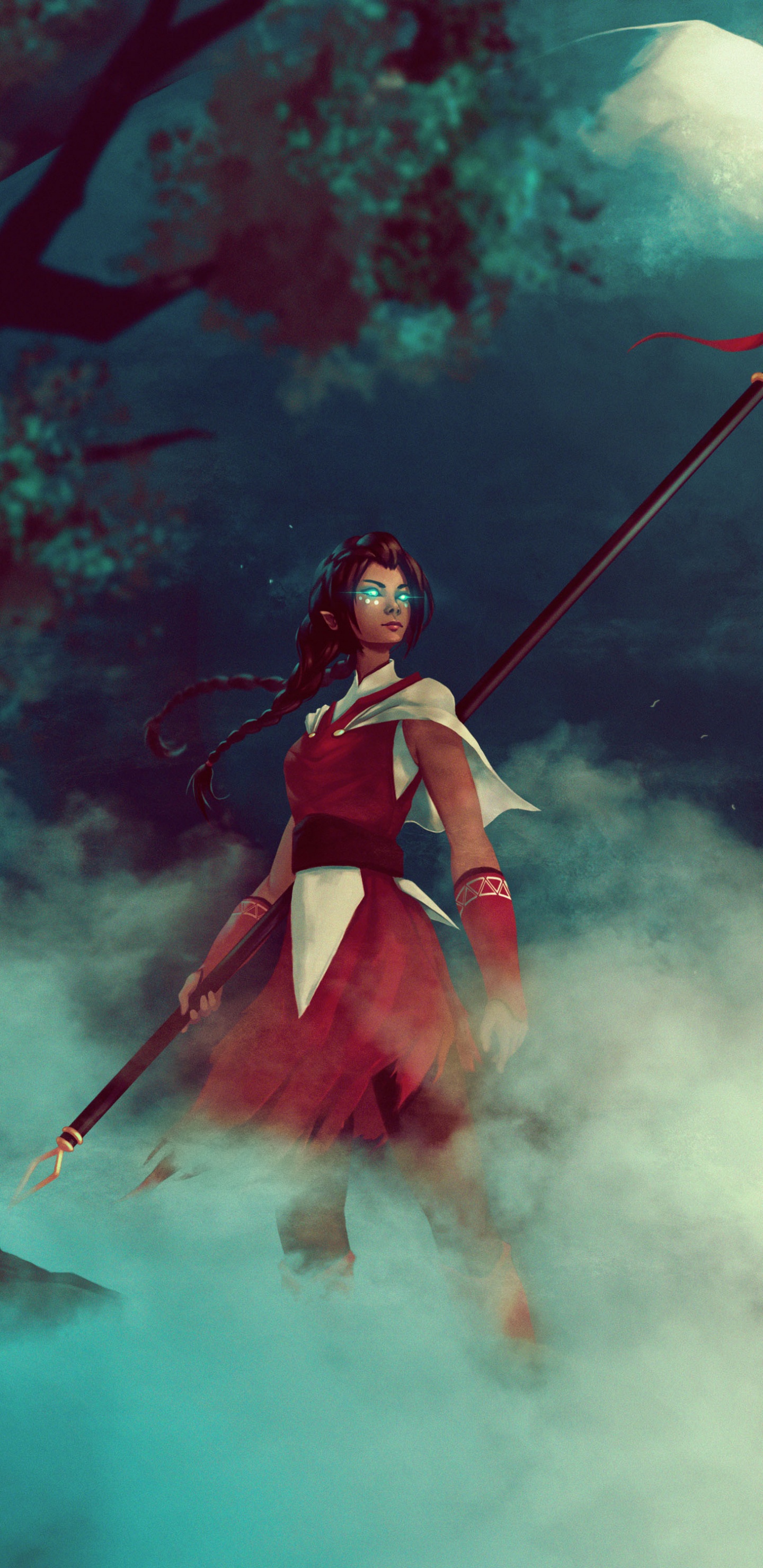 Обои арт, артист, иллюстрация, живопись, акварельные краски в разрешении 1440x2960