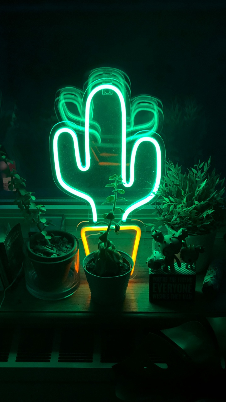 Обои неоновое освещение, растение, Визуальный эффект освещения, автомобильное освещение, электронные табло в разрешении 720x1280