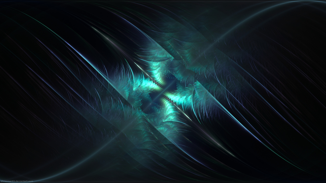 Обои темнота, синий, фрактальное искусство, свет, бирюза в разрешении 1280x720