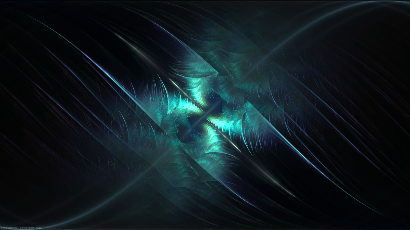 Обои темнота, синий, фрактальное искусство, свет, бирюза в разрешении 1366x768