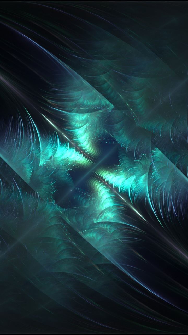 Обои темнота, синий, фрактальное искусство, свет, бирюза в разрешении 720x1280