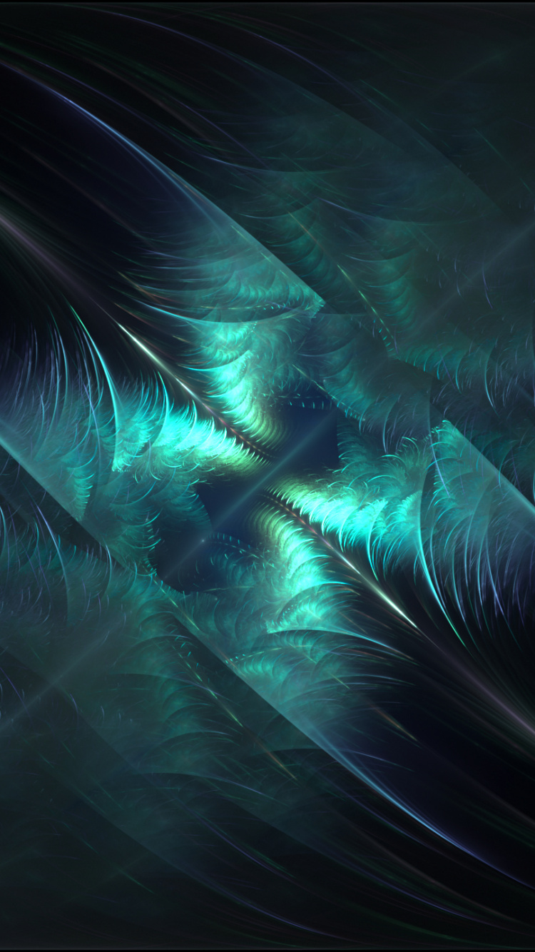 Обои темнота, синий, фрактальное искусство, свет, бирюза в разрешении 750x1334