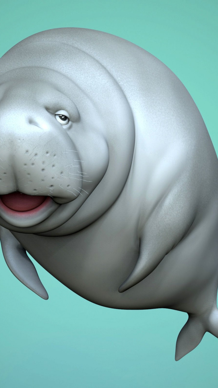 Обои дюгонь, 3d моделирование, В FBX, виртуальная реальность, голова в разрешении 750x1334