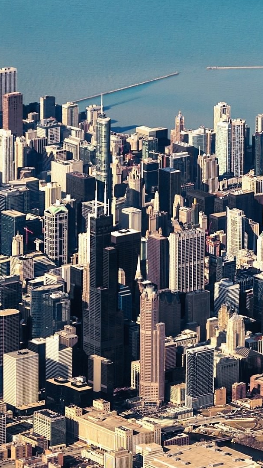 Обои Чикаго, небоскреб, город, городской пейзаж, городской район в разрешении 1080x1920