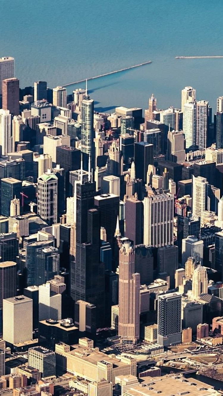 Обои Чикаго, небоскреб, город, городской пейзаж, городской район в разрешении 750x1334
