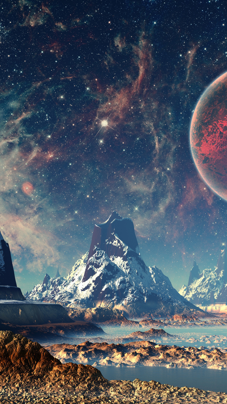 Обои внеземная жизнь, планета, атмосфера, мир, свет в разрешении 750x1334