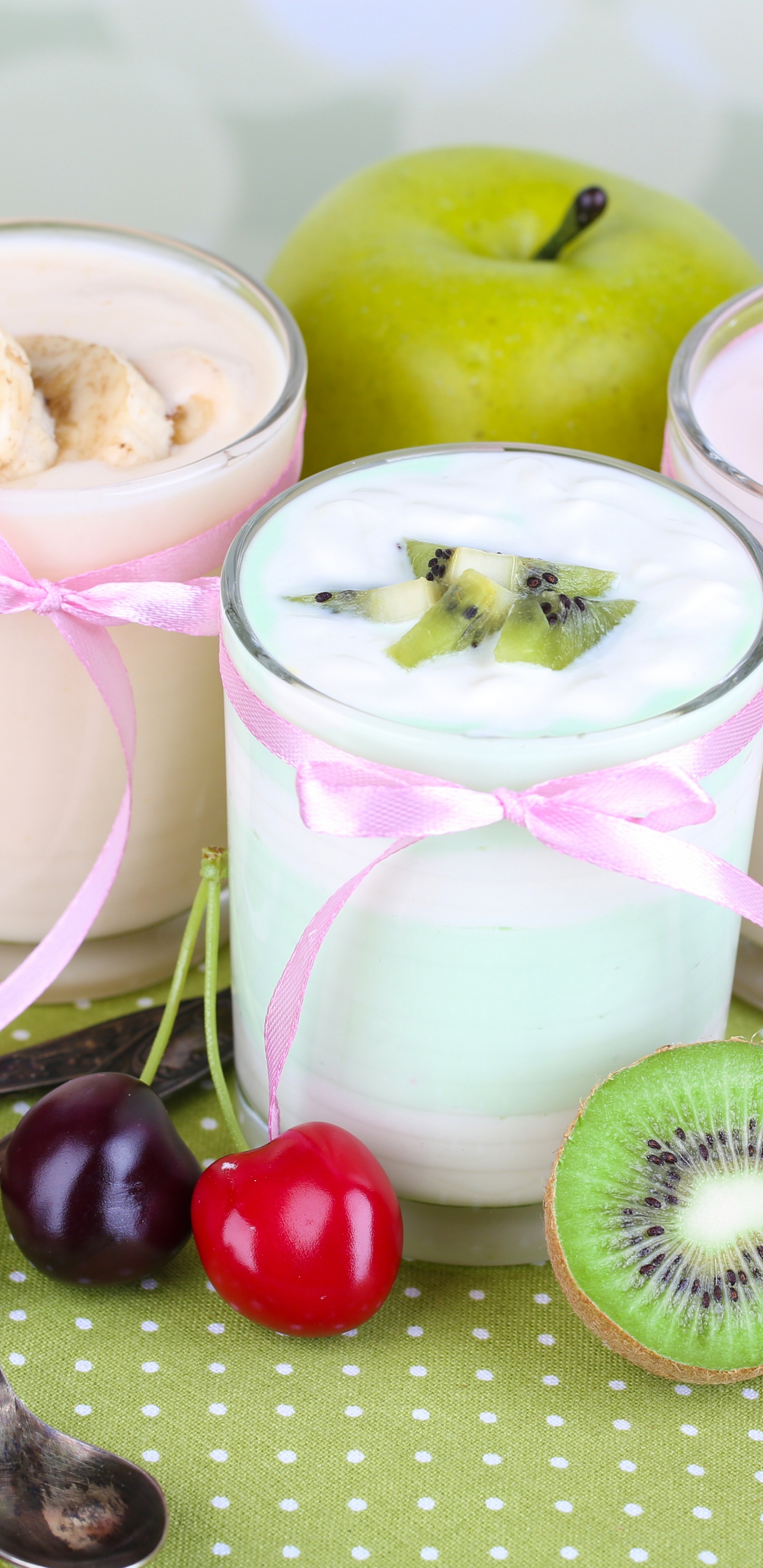 Обои молочный коктейль, сок, фрукты, пища, йогурт в разрешении 1440x2960