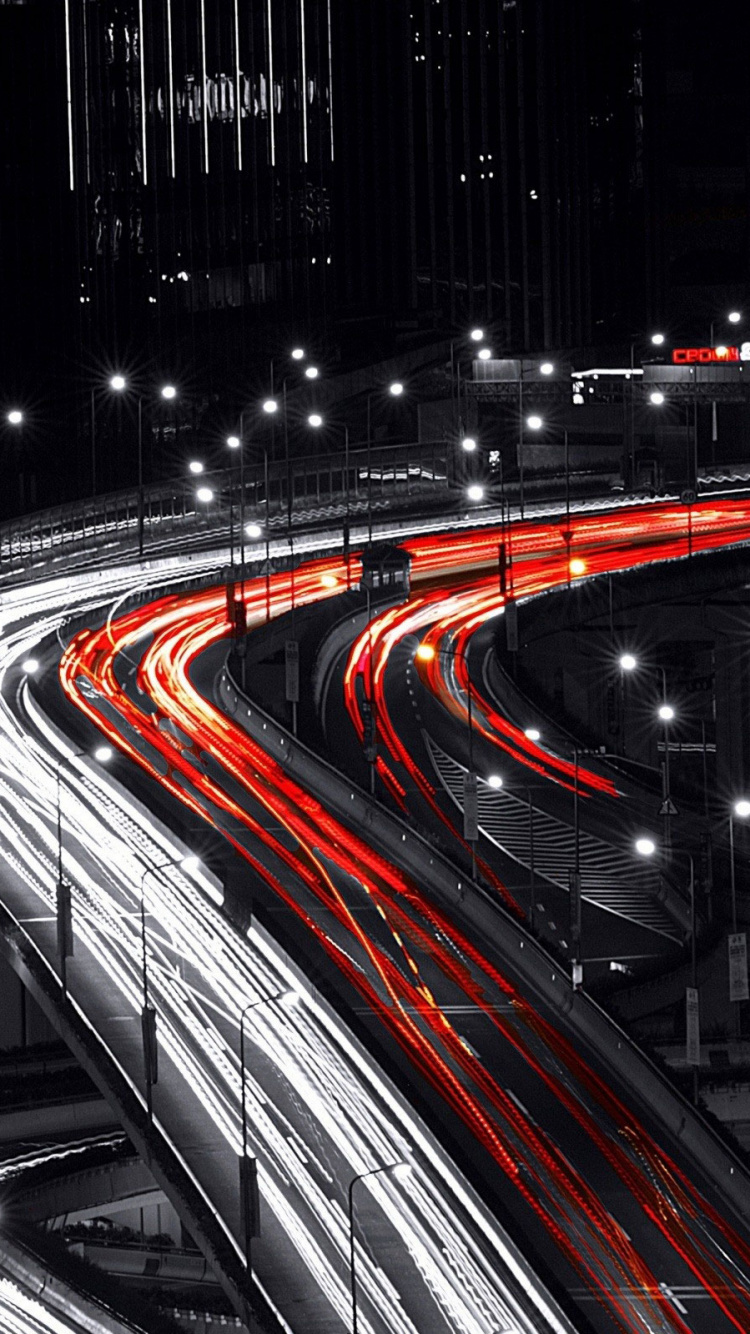 Обои ночь, свет, инфраструктура, метрополия, авто в разрешении 750x1334