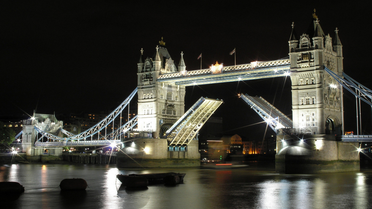 Обои тауэрский мост, лондонский мост, лондонский Тауэр, мост, ночь в разрешении 1280x720