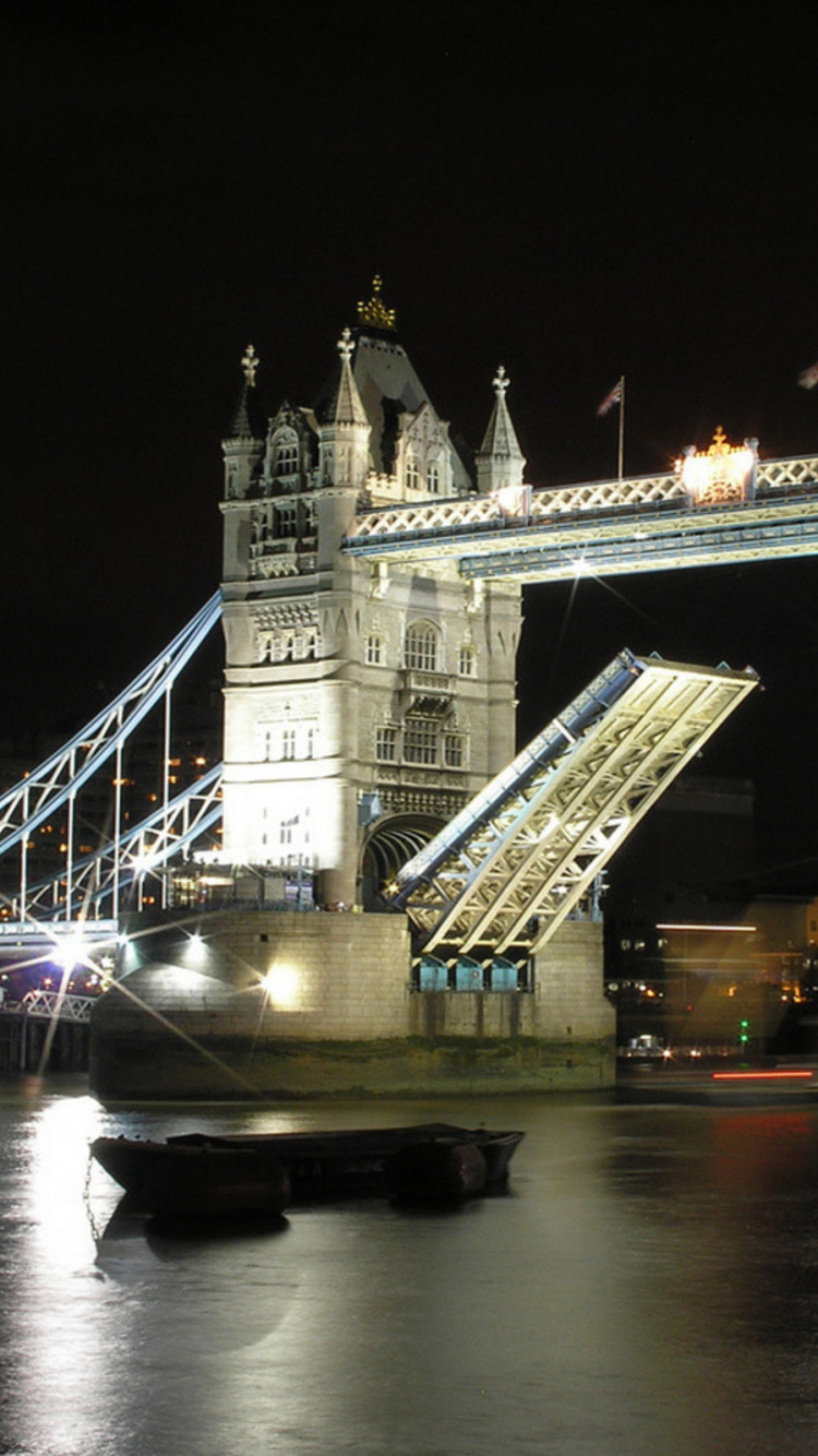 Обои тауэрский мост, лондонский мост, лондонский Тауэр, мост, ночь в разрешении 750x1334