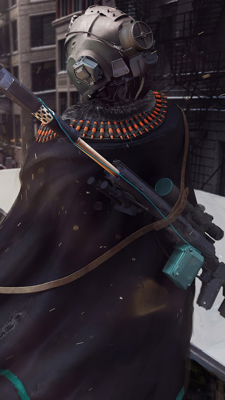 Обои городское снайперское искусство, арт, Научная фантастика, произведение искусства, артист в разрешении 750x1334