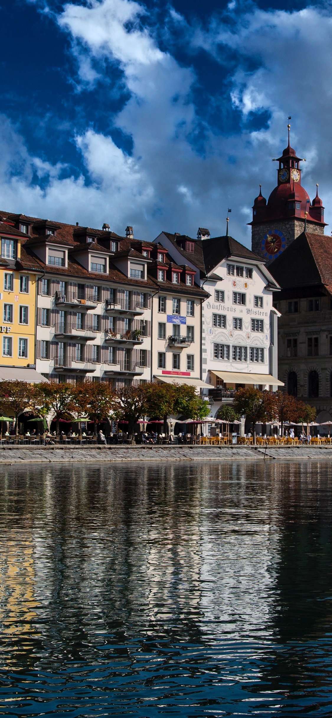 Обои люцерна, Рейсс, реки, вода, облако в разрешении 1125x2436