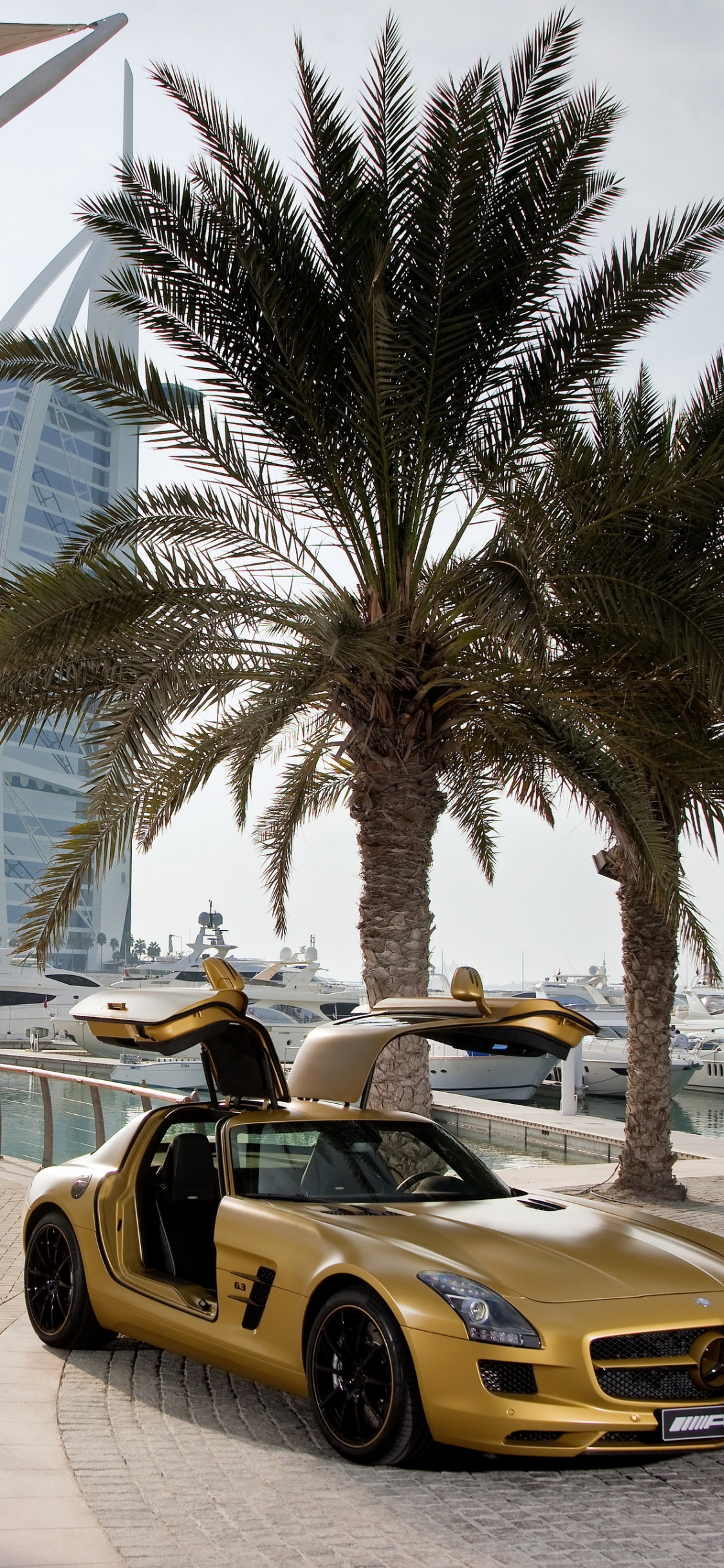 Обои авто, спорткар, дерево, здание, завод в разрешении 1125x2436