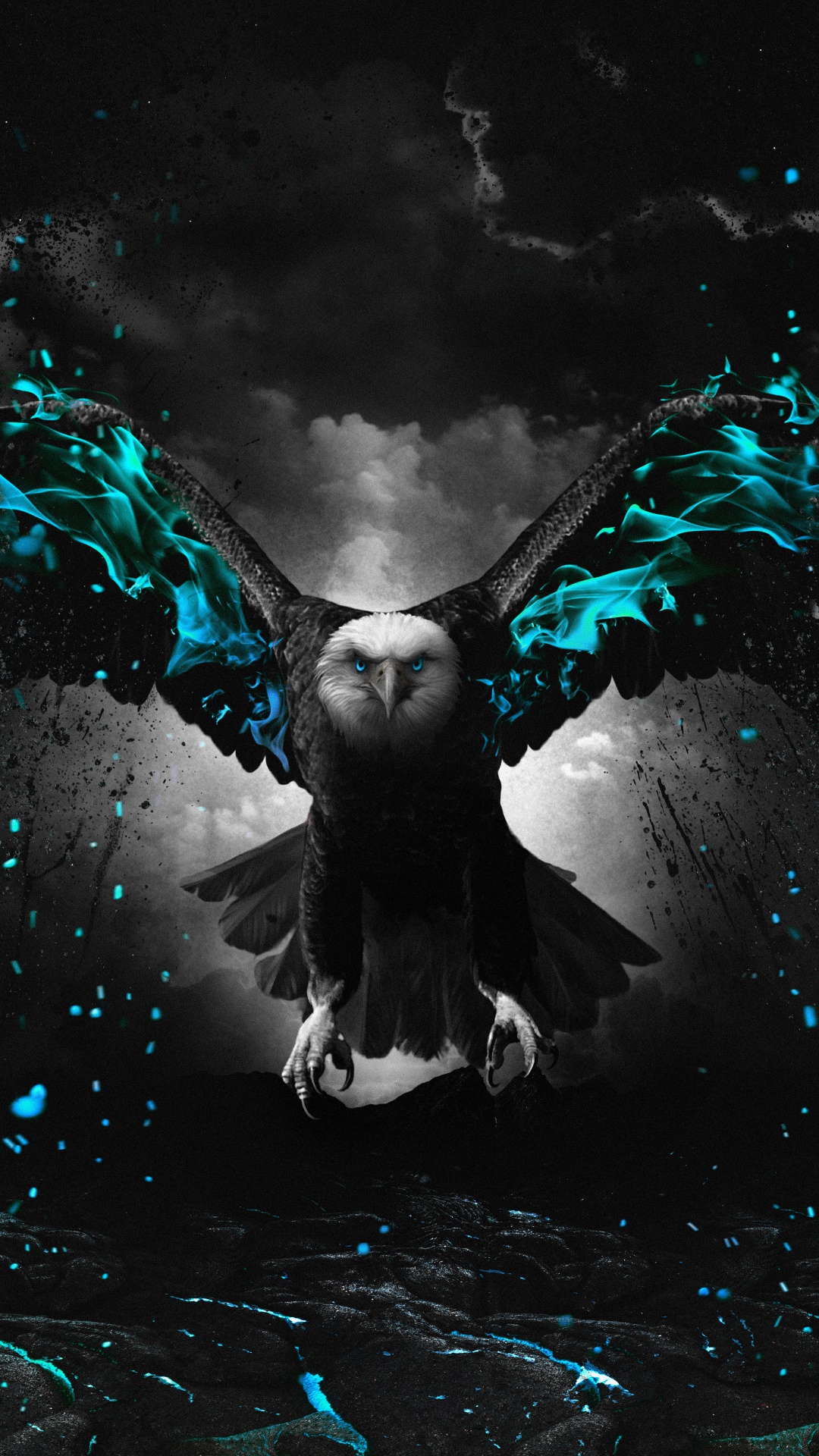 Обои темнота, графический дизайн, птица, Люди в природе, жидкий в разрешении 1080x1920