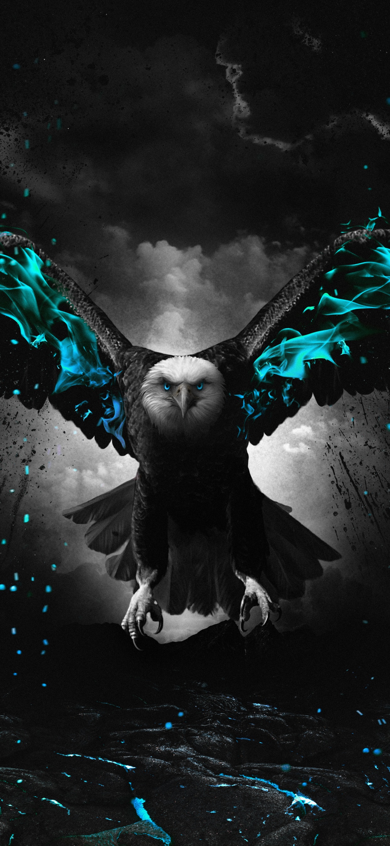 Обои темнота, графический дизайн, птица, Люди в природе, жидкий в разрешении 1242x2688