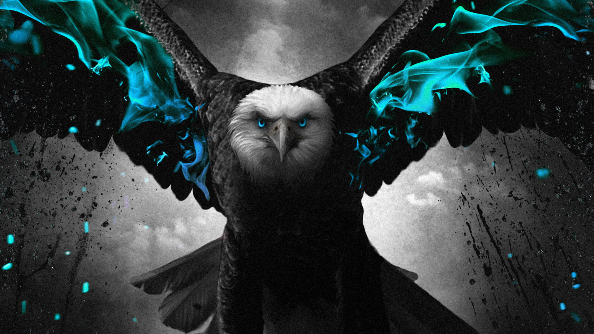 Обои темнота, графический дизайн, птица, Люди в природе, жидкий в разрешении 1920x1080