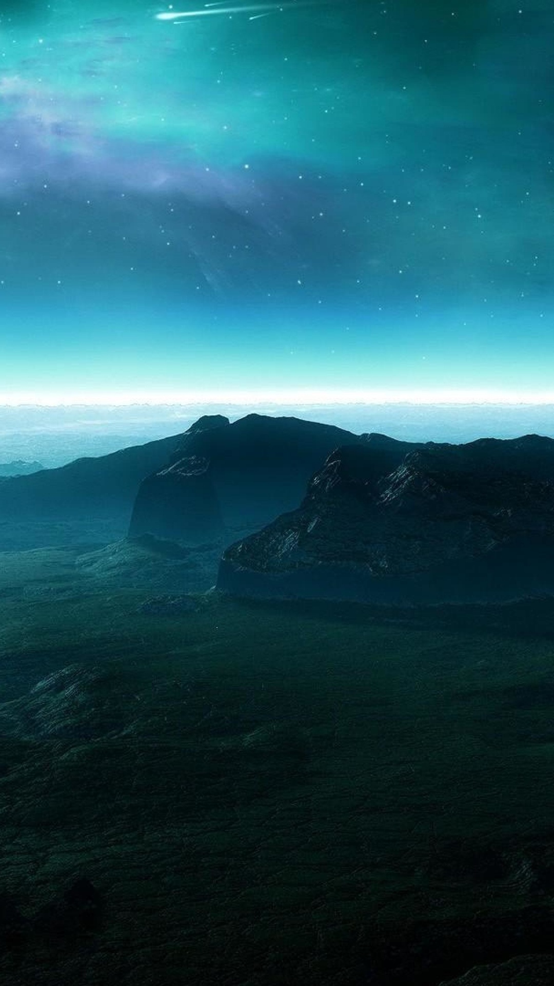 Обои атмосфера, космическое пространство, космос, Аврора, горизонт в разрешении 1080x1920