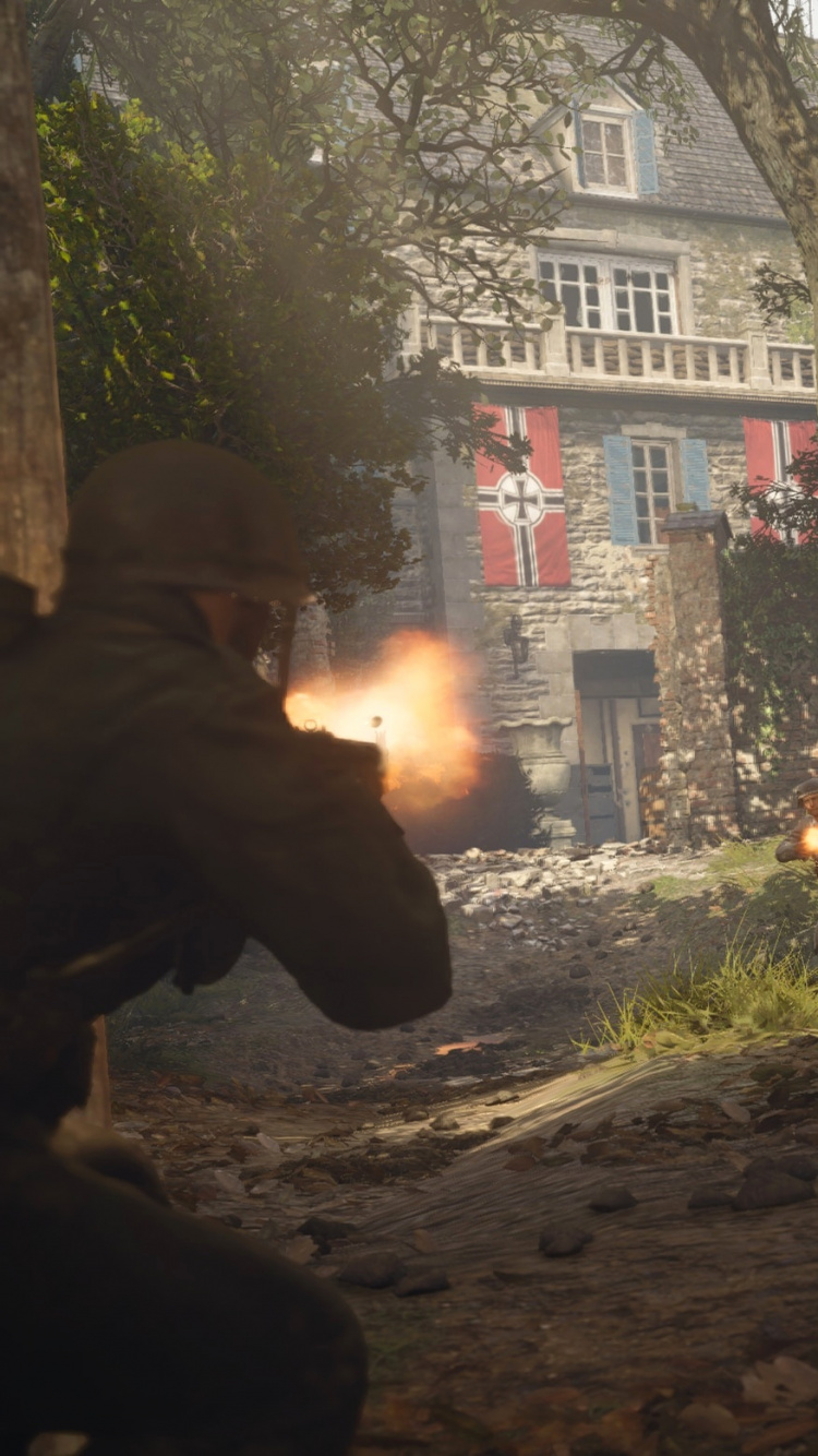 Обои Call of Duty WWII, sledgehammer игры, компьютерная игра, игры, высадка в Нормандии в разрешении 750x1334