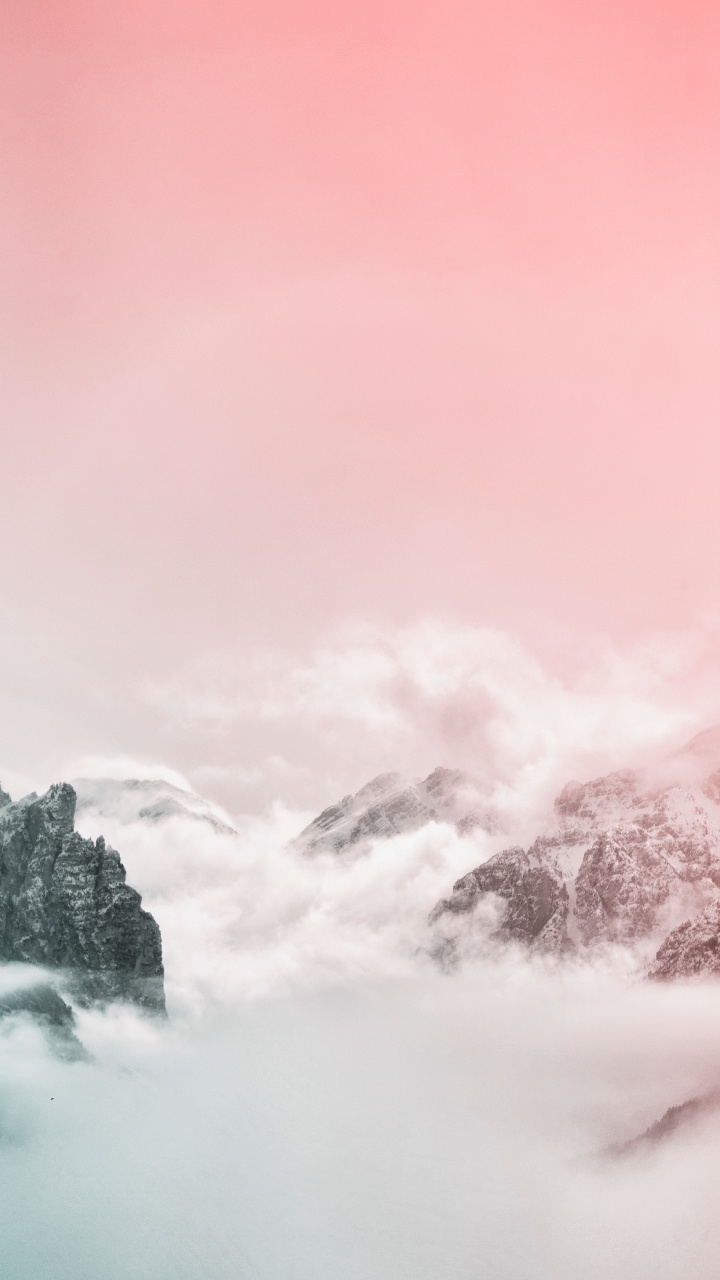 Обои облако, розовый, атмосфера, дерево, туман в разрешении 720x1280