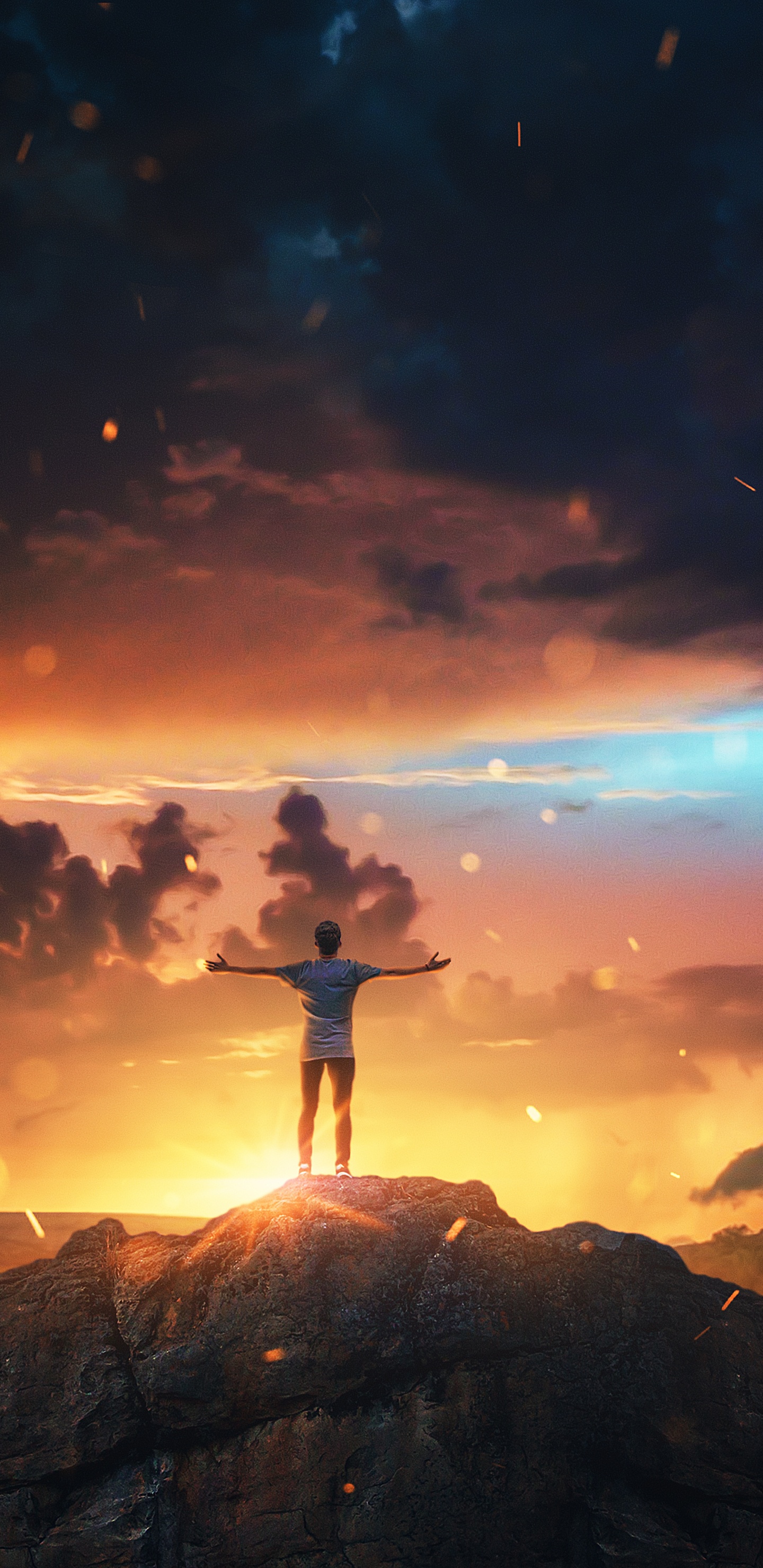 Обои облако, атмосфера, мир, Люди в природе, послесвечение в разрешении 1440x2960