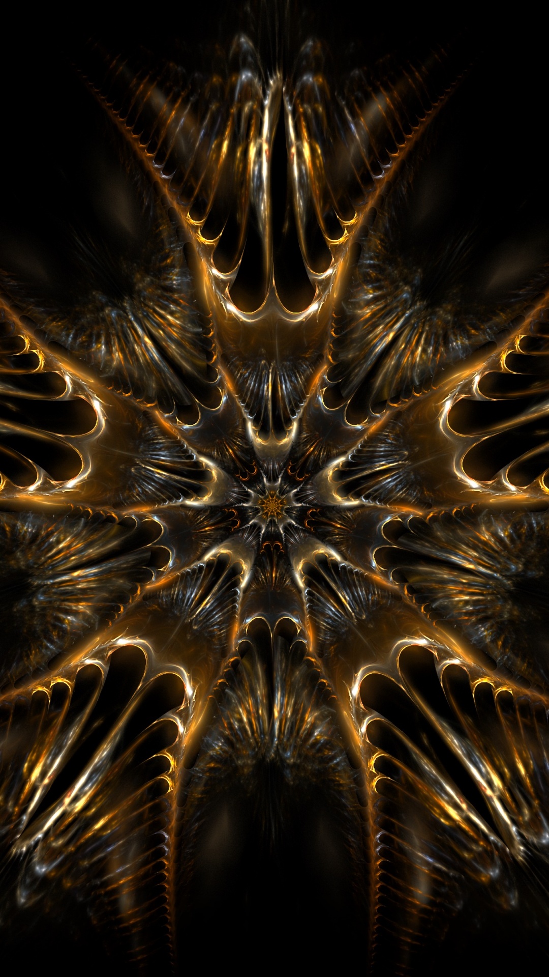 Обои фрактал, симметрия, фрактальное искусство, узор, свет в разрешении 1080x1920