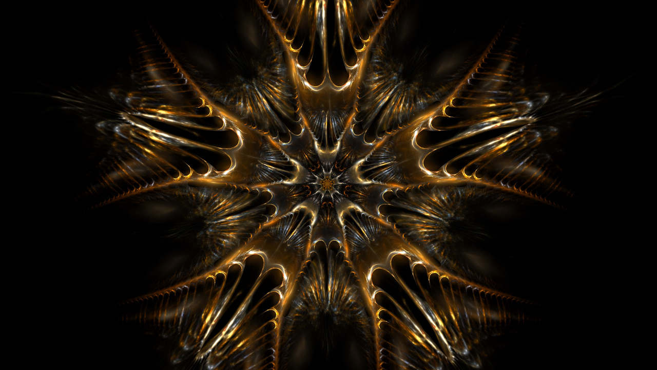 Обои фрактал, симметрия, фрактальное искусство, узор, свет в разрешении 1280x720