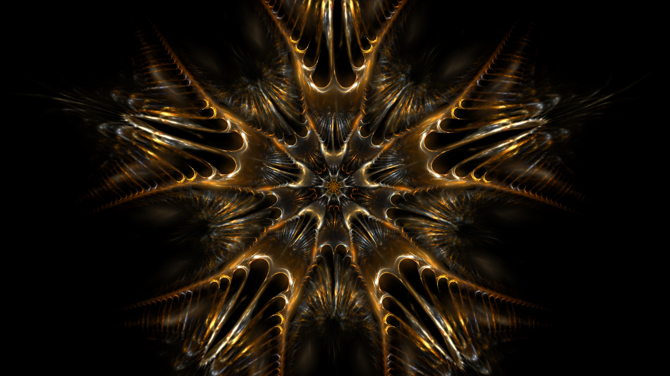 Обои фрактал, симметрия, фрактальное искусство, узор, свет в разрешении 1366x768