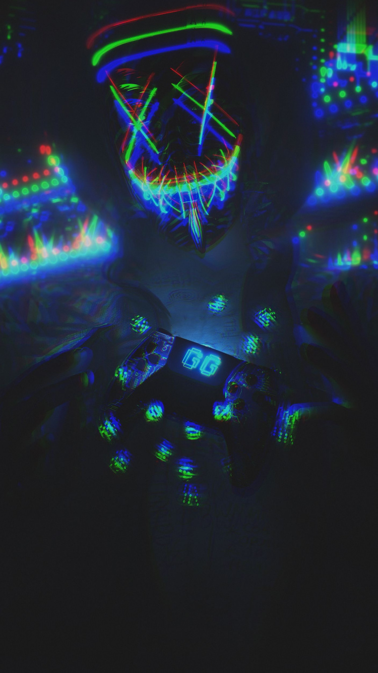 Обои Маска Неон, свет, развлечение, Визуальный эффект освещения, газ в разрешении 750x1334