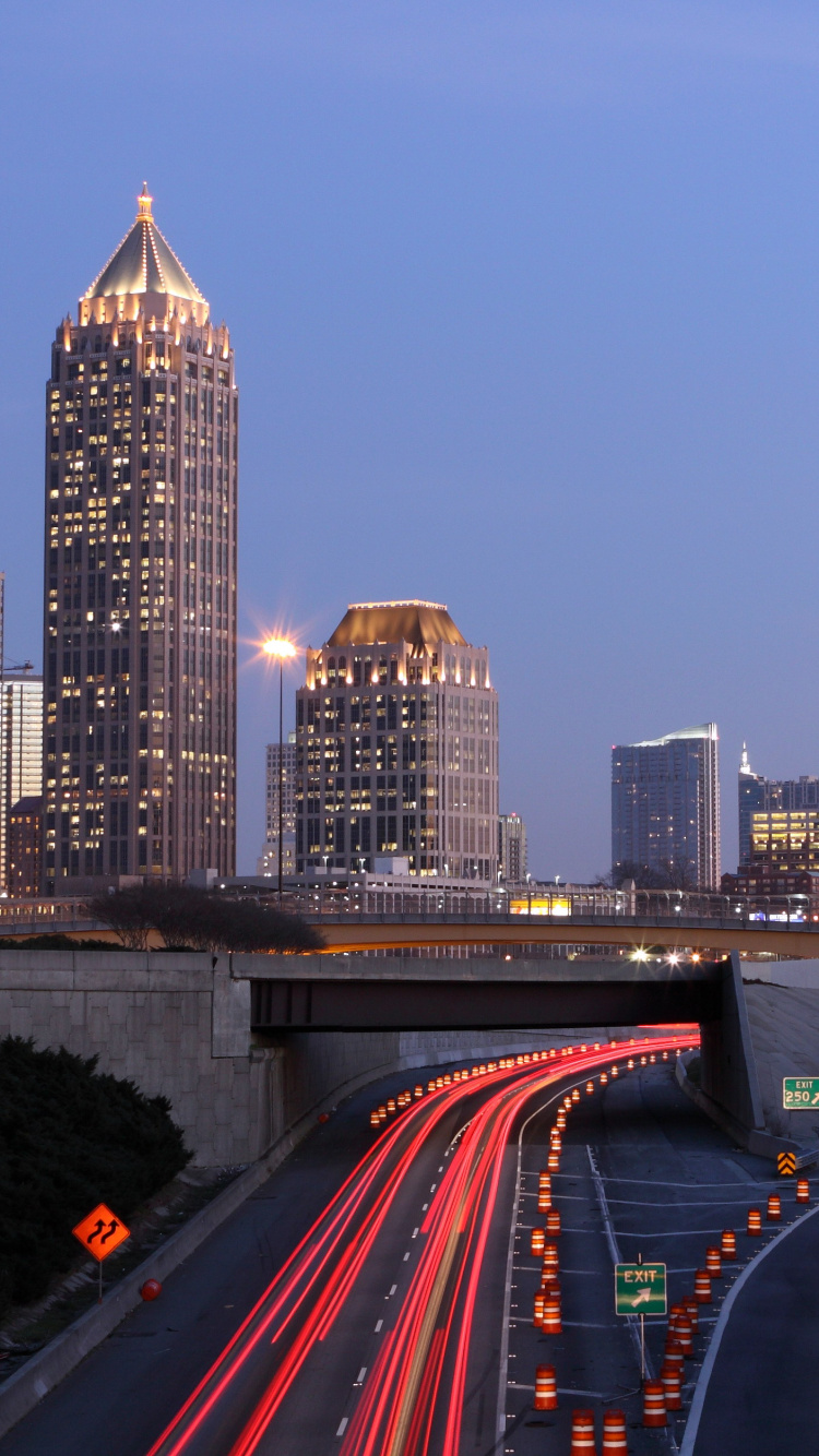 Обои Атланта, городской пейзаж, город, линия горизонта, городской район в разрешении 750x1334