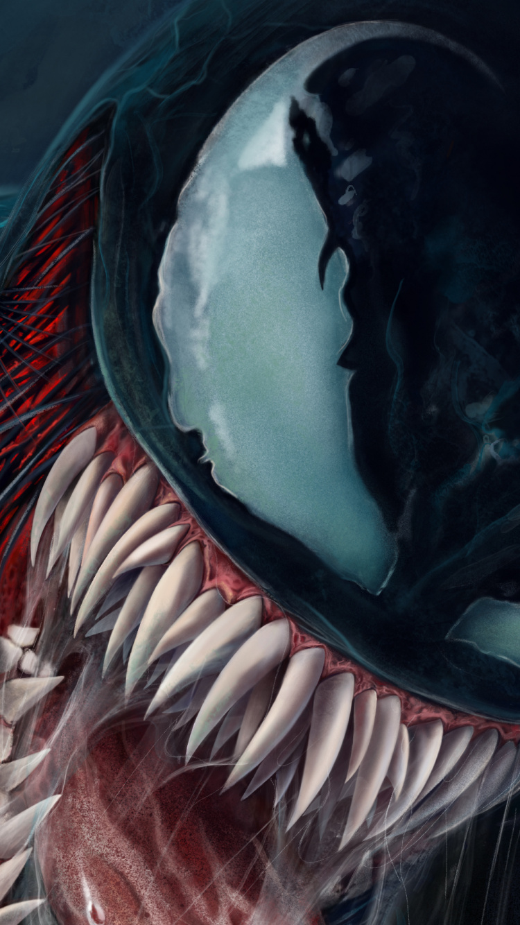 Обои веном, комиксы Марвел, арт, вселенная Marvel, глаз в разрешении 750x1334