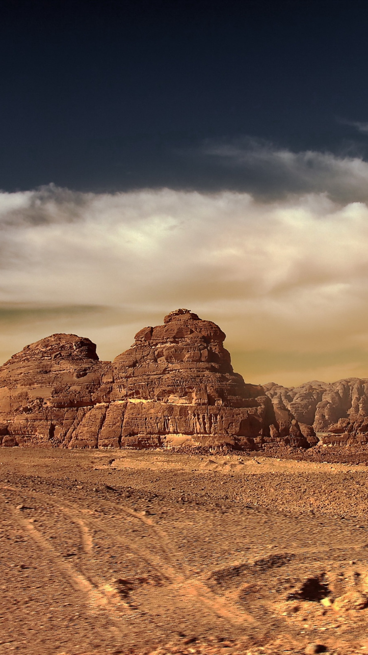 Обои пустыня, Вади, бесплодные земли, рок, облако в разрешении 750x1334