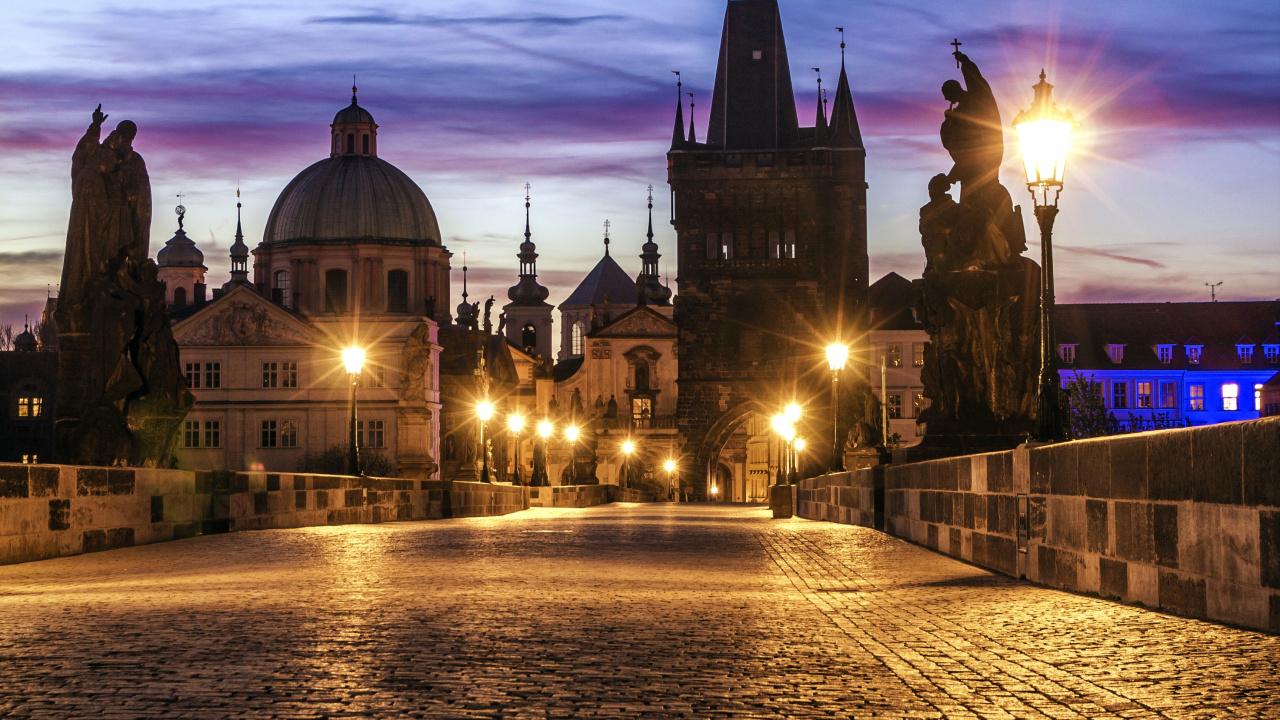 Обои Карлов мост, Пражский град, Собор Святого Вита, ориентир, городок в разрешении 1280x720